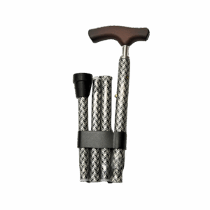 Canne de marche poignée bois et motif pied de poule