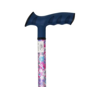 canne réglable en alu, motif floral rose