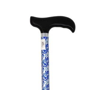 Canne de marche réglable en aluminium argenté motifs bleus | Aquaromat