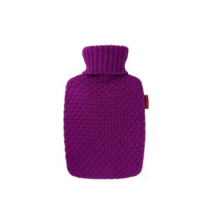 bouillotte à eau housse tricotée coloris prune réf48b